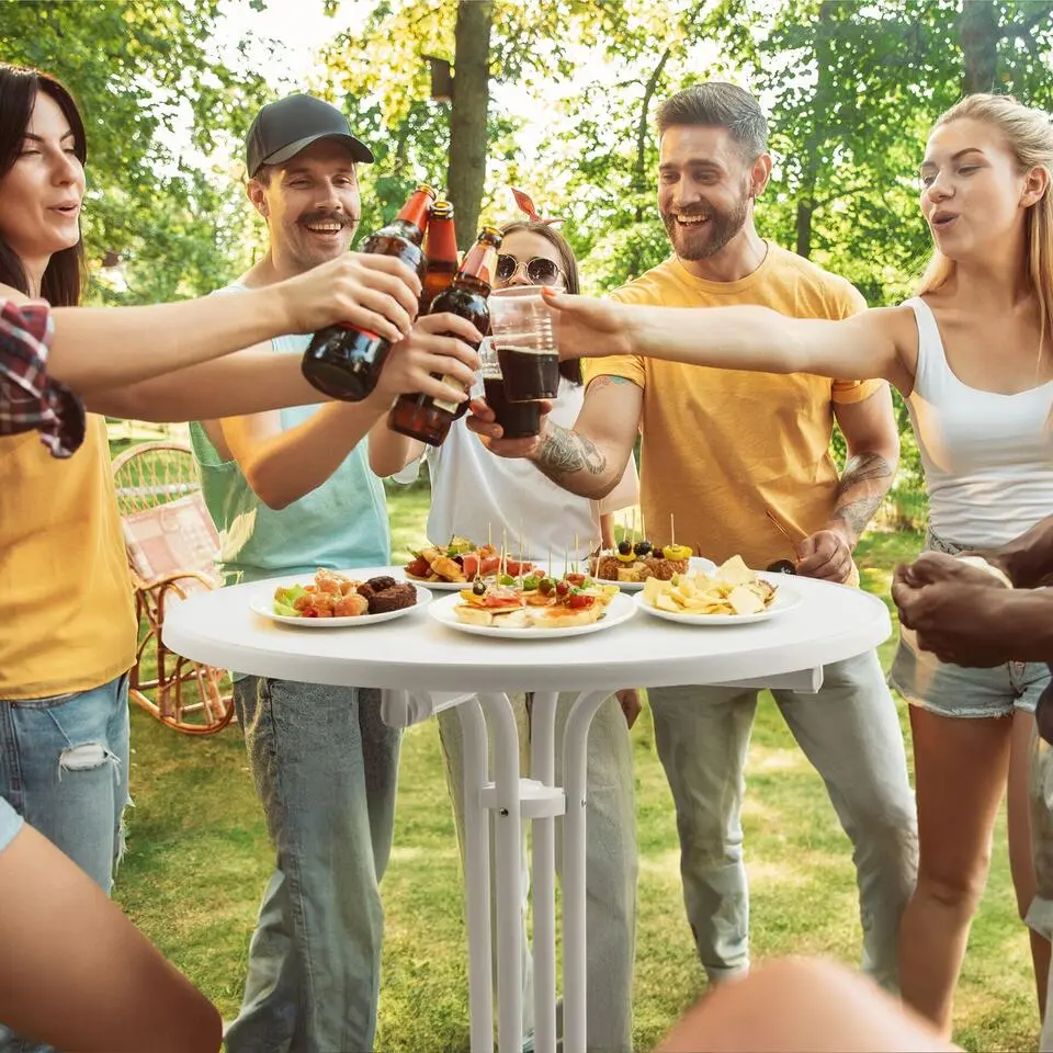 tectake Statafel Eren inklapbaar met hoes 90x110cm, Wit