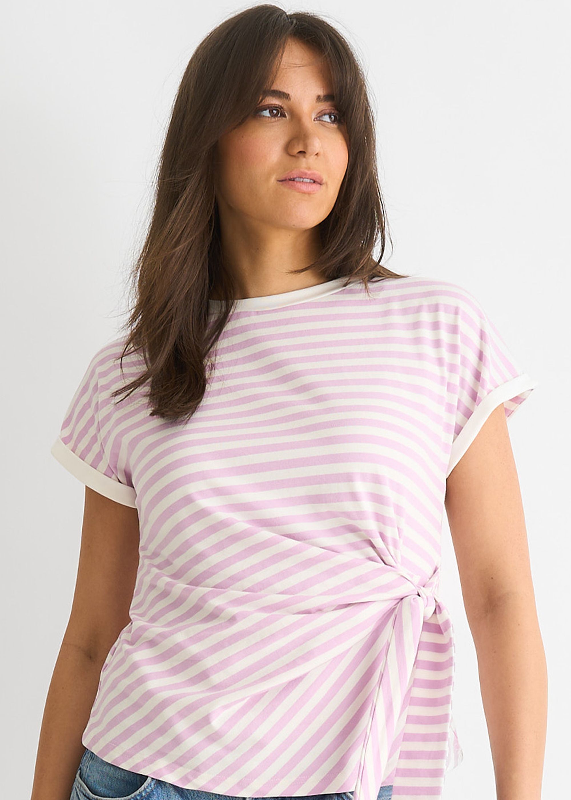 Gini London Lilac Stretch Stripe Top