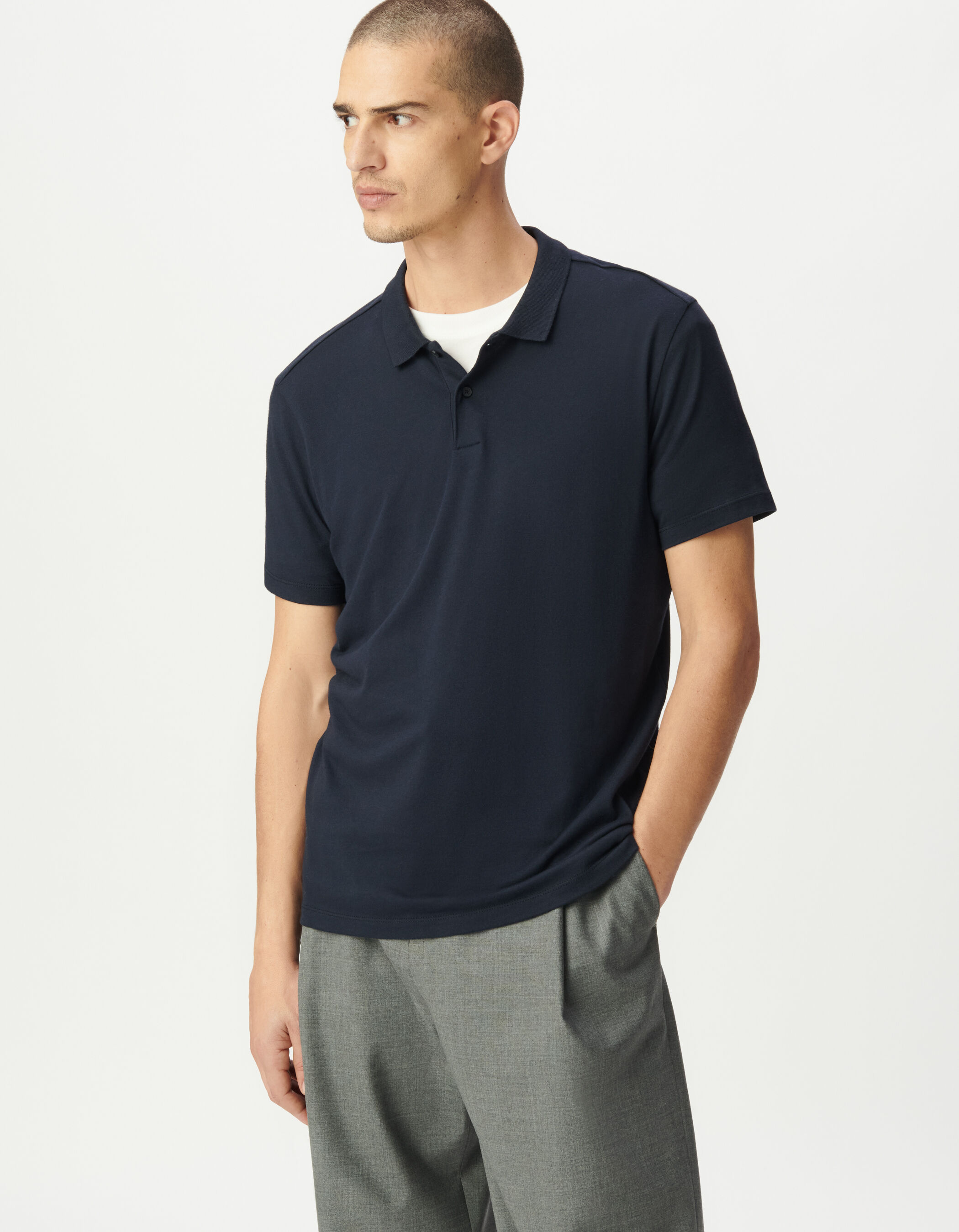 Polo bleu marine en coton modal Homme