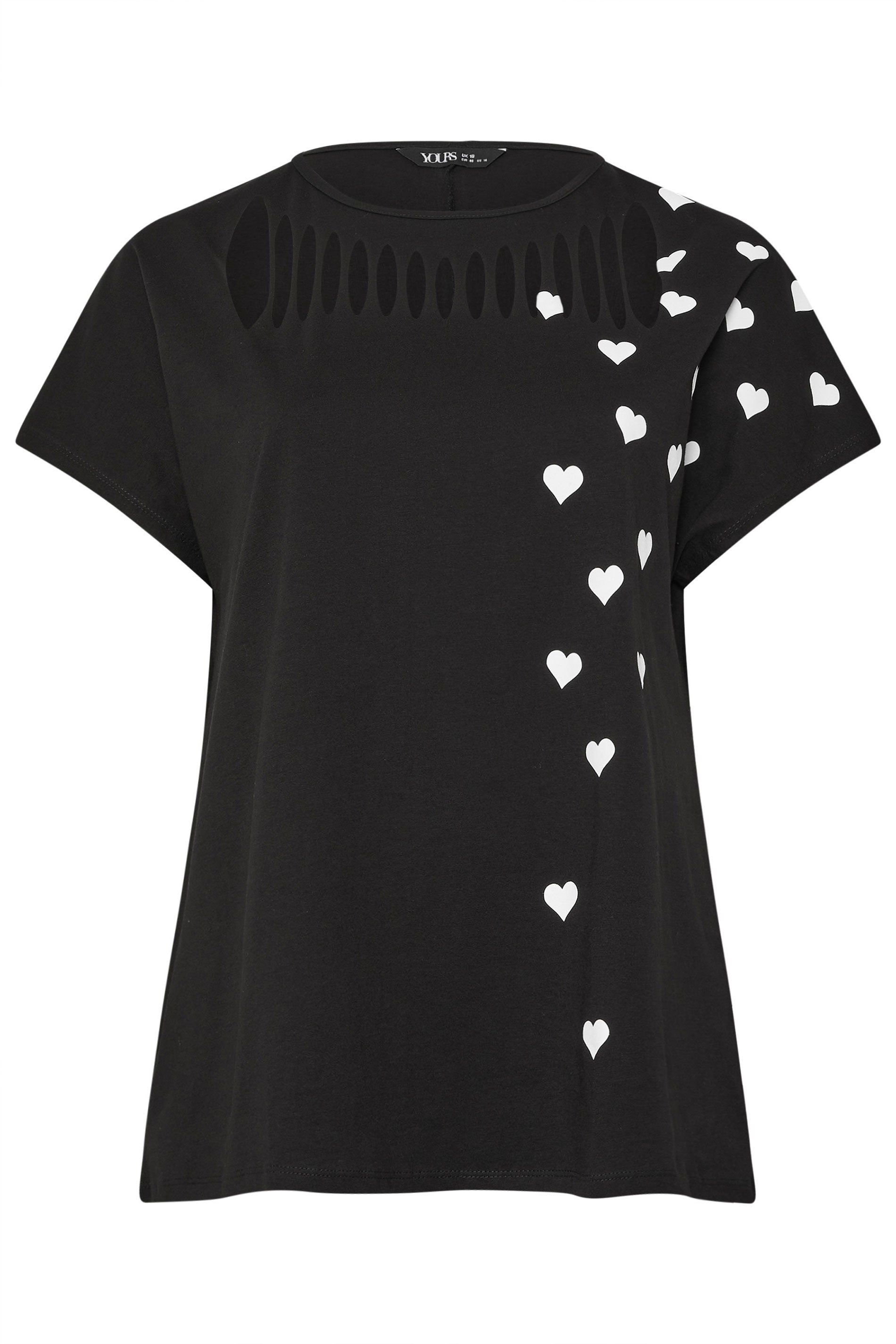 Yours Heart Print Slash Detail Top