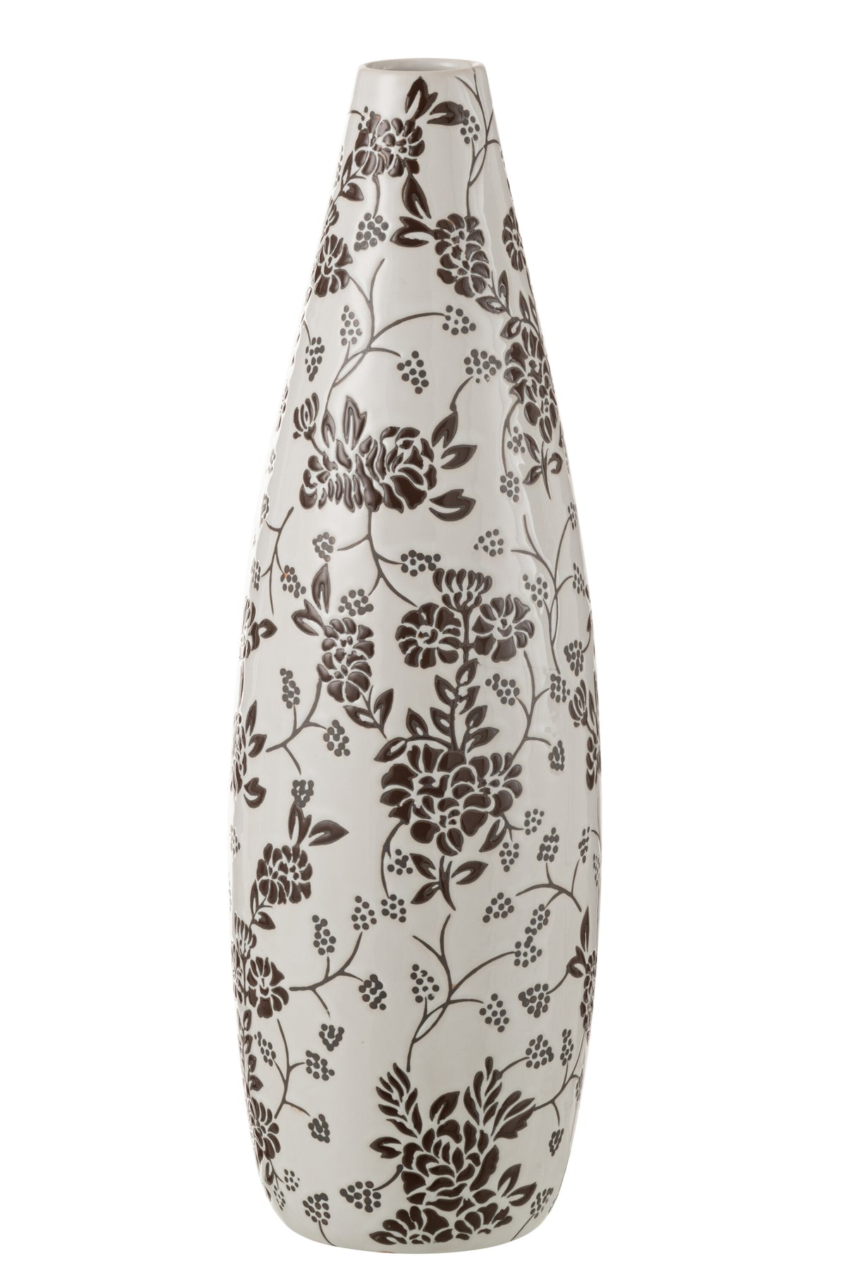 J-Line vaas Zen - porselein - wit/zwart - 53 cm hoog