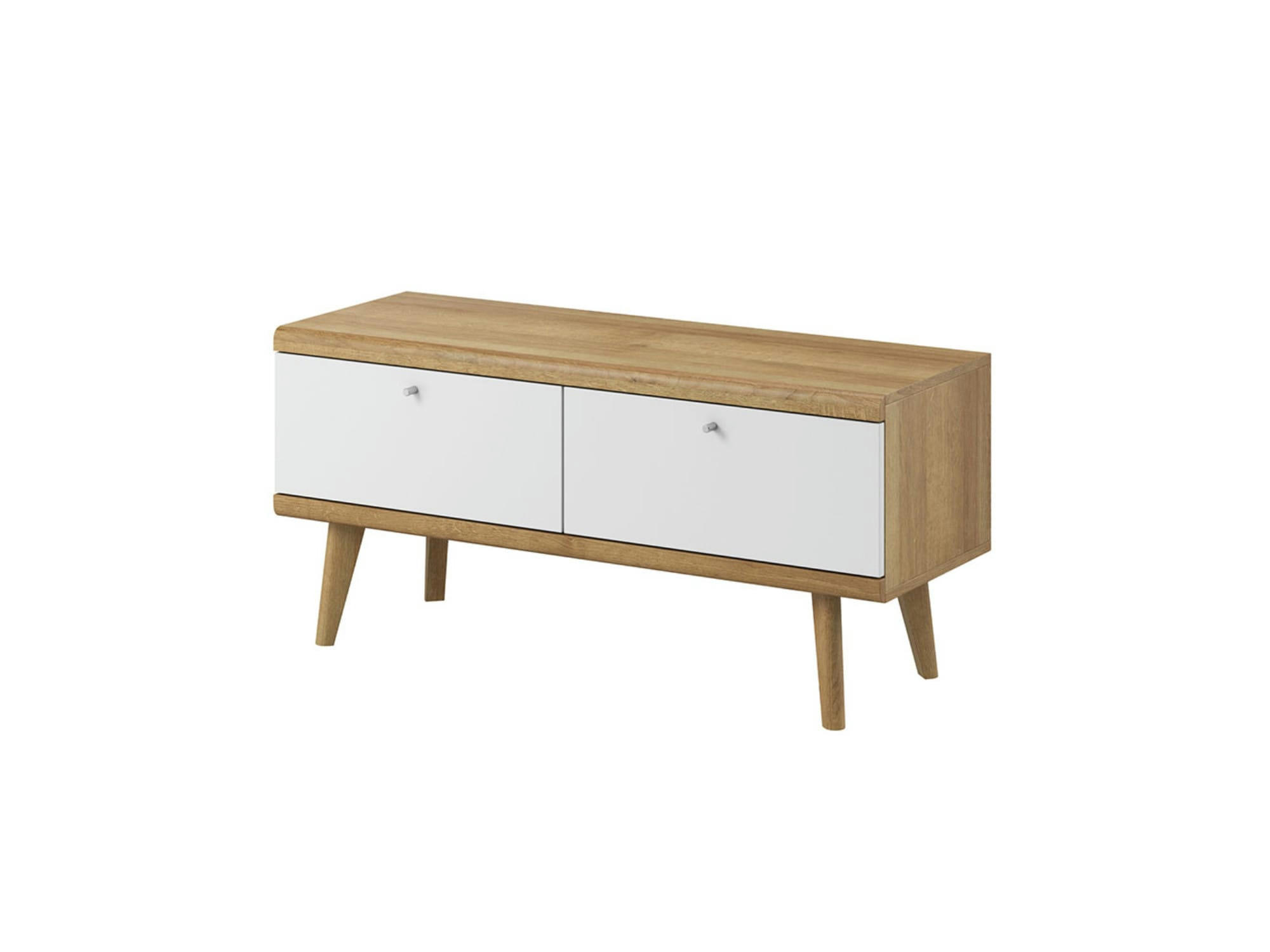 AVA - Meuble TV style scandinave 107 cm bois / blanc