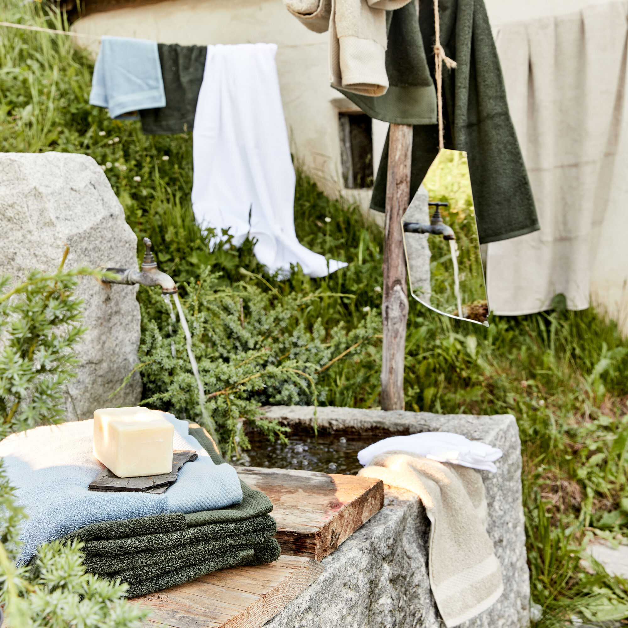 AZUR - Drap de bain en coton peigné - beige alpilles 100x150cm