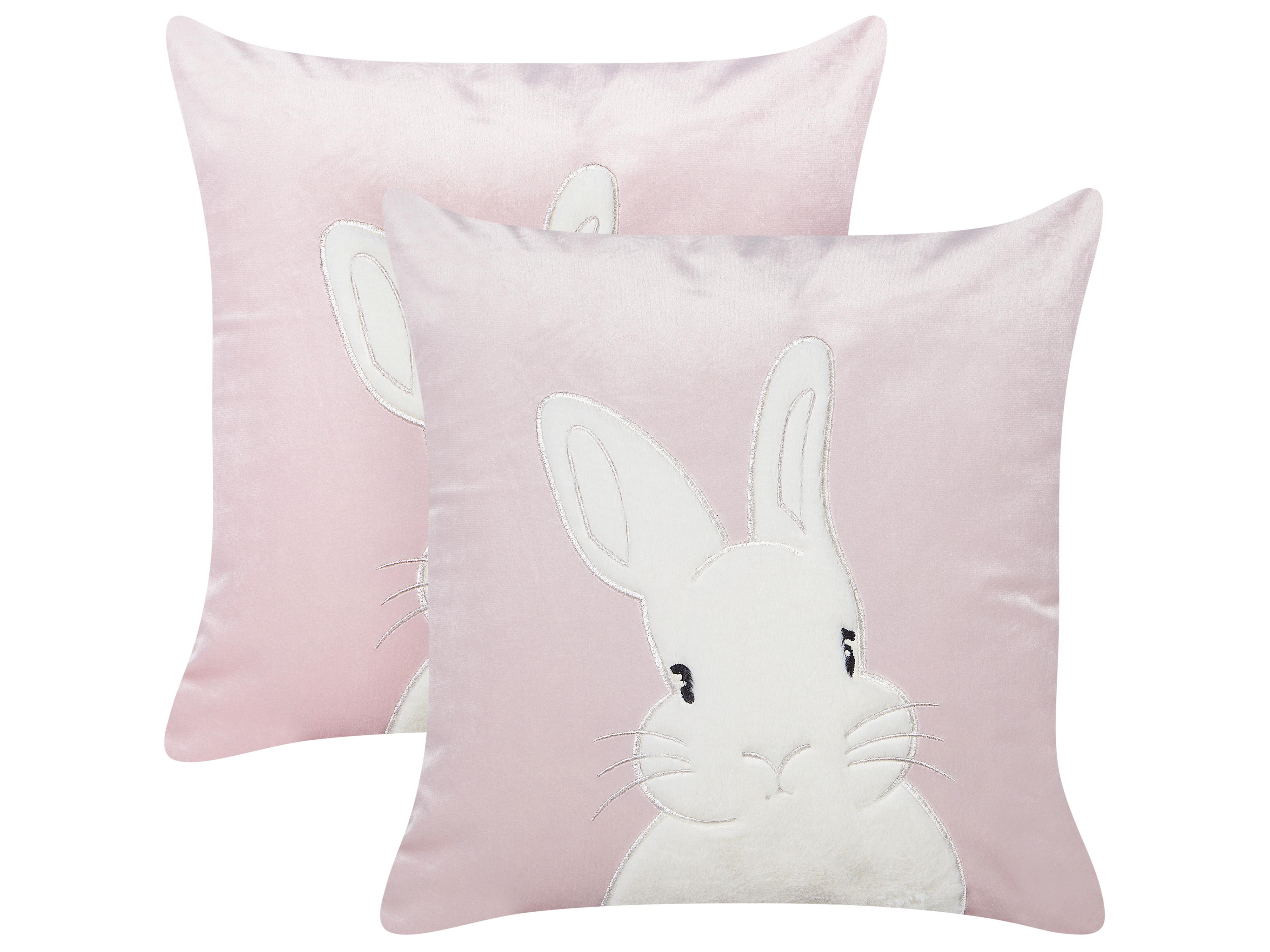 Set of 2 Decorative Cushions IBERIS Velvet 45 x 45 cm Pink
