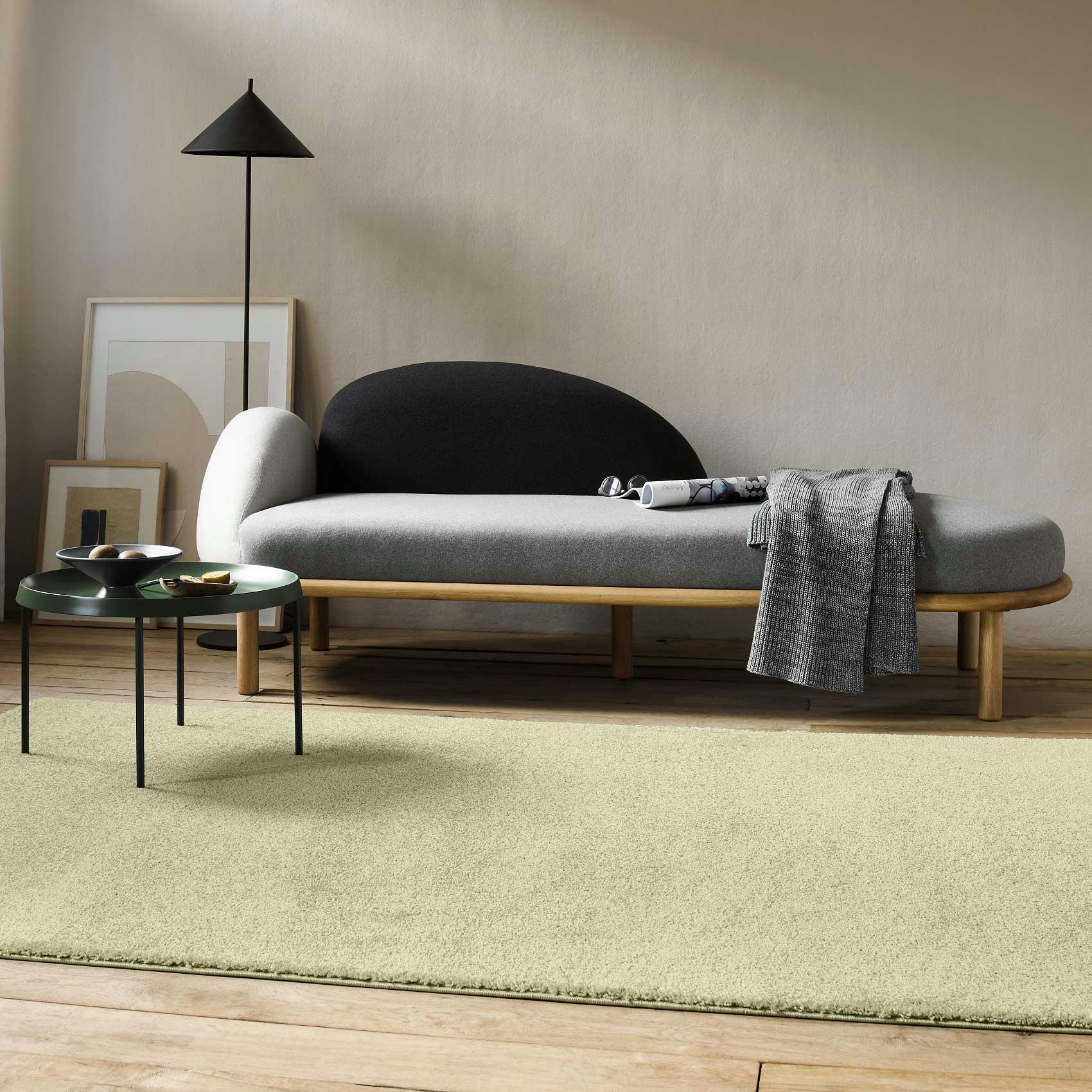 CALIFORNIA - Tapis uni intemporel vert pistache pour salon, chambre  225x160