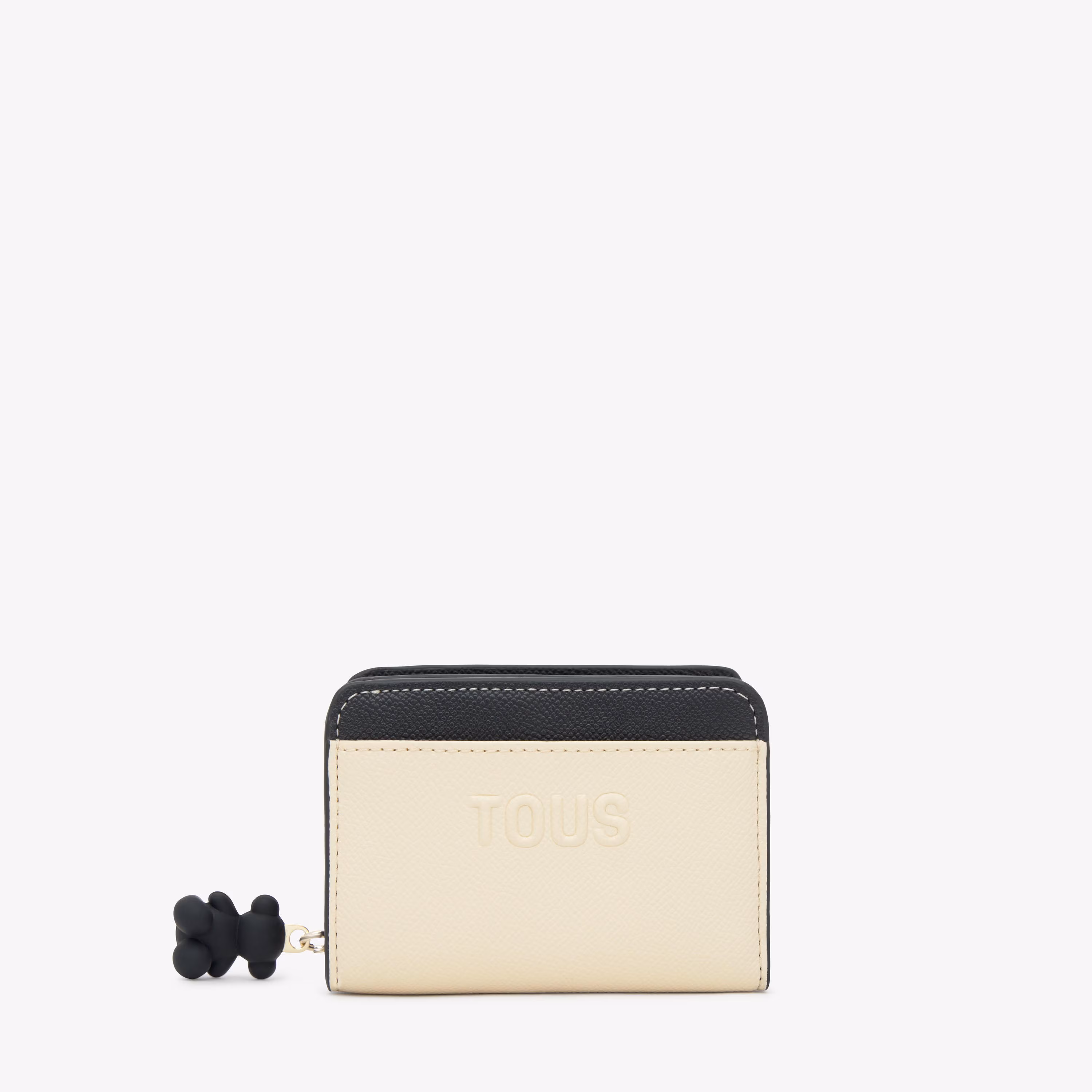 Billetera mediana doble negro Audree Saffiano