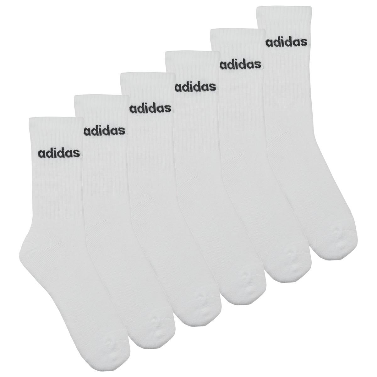 adidas - Linear Crew Socks Cushioned Socks 6 Pair Pack - White