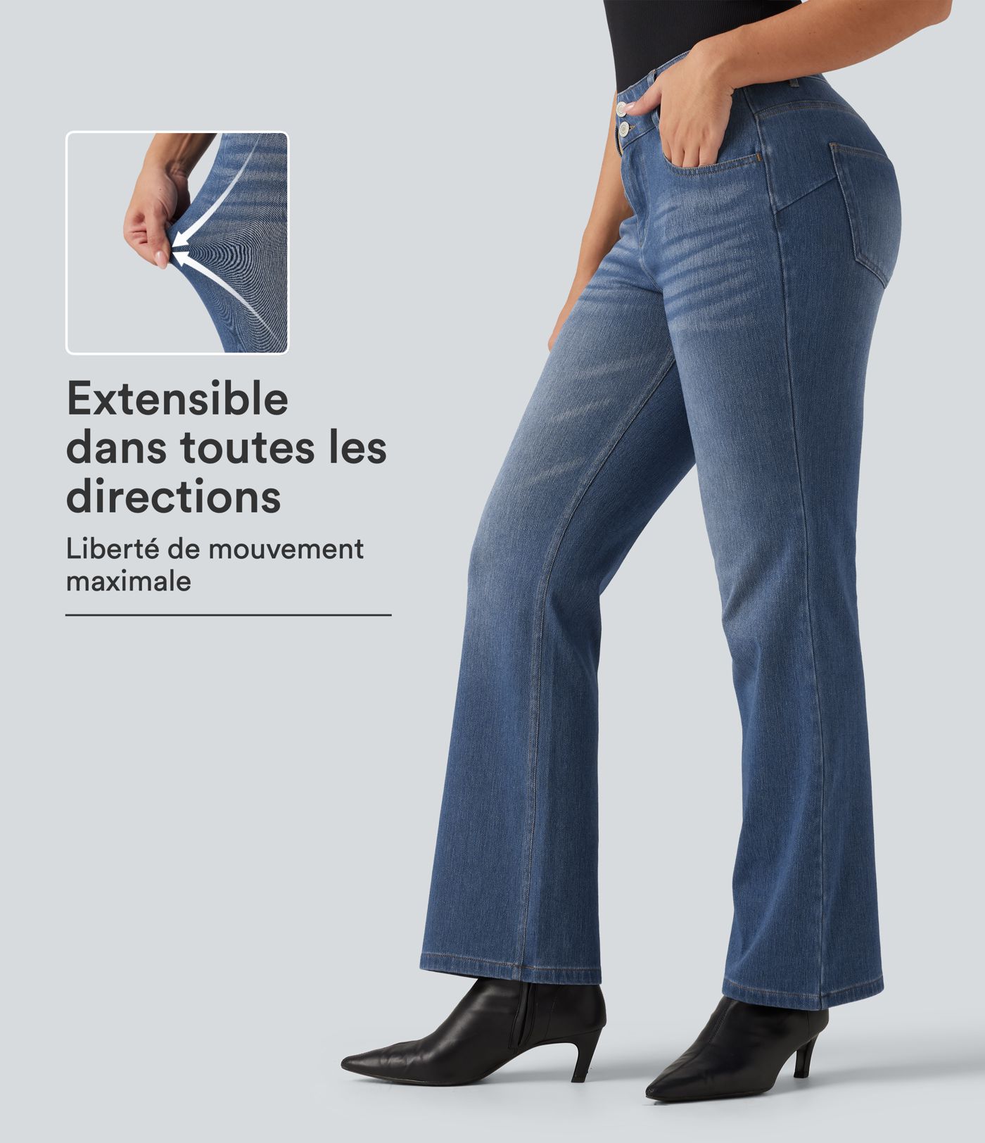 Jean bootcut Halara Flex™ taille mi-haute avec poches
