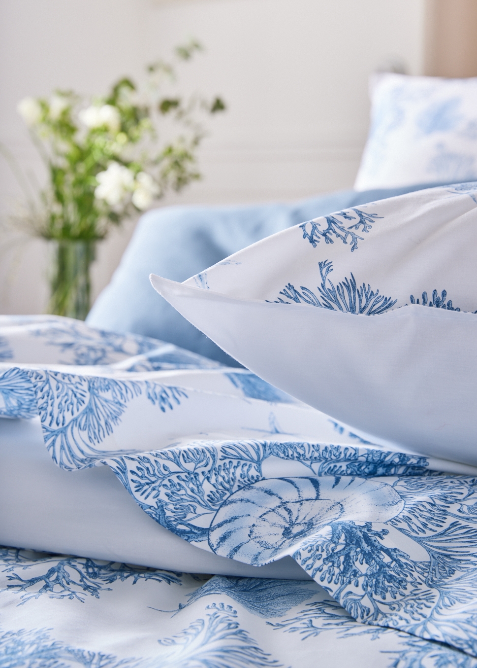 HOUSSE DE COUETTE PERCALE DE COTON CIEL