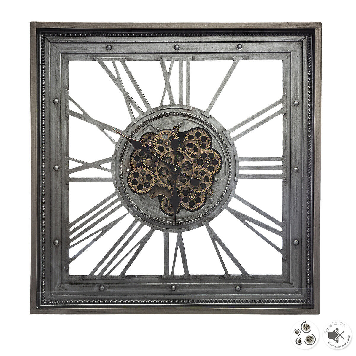 Relógio EZRA cinza em metal 80cm