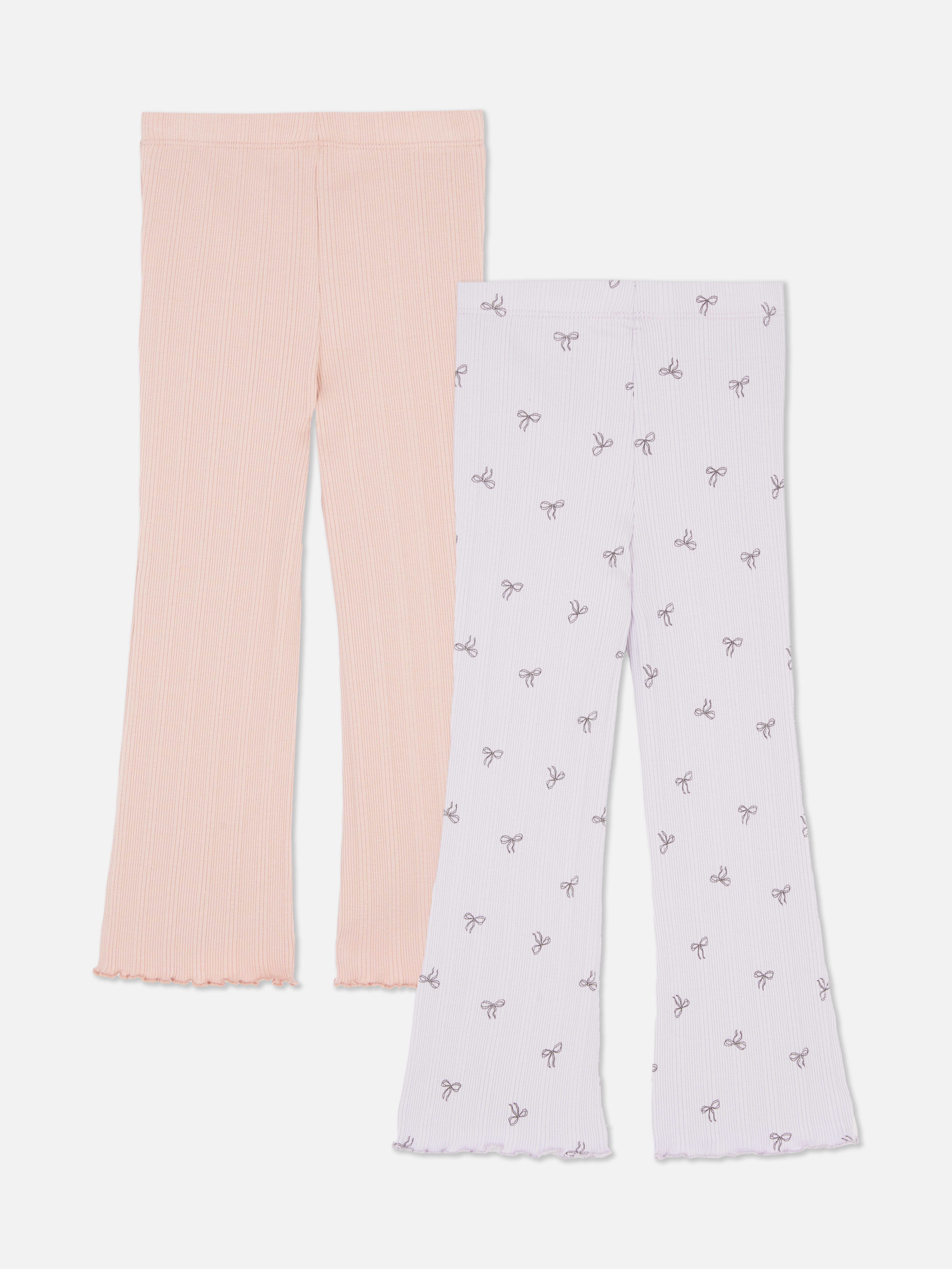 1.5-8yrs | 2pk Ribbed Lettuce Trim Flare Leggings