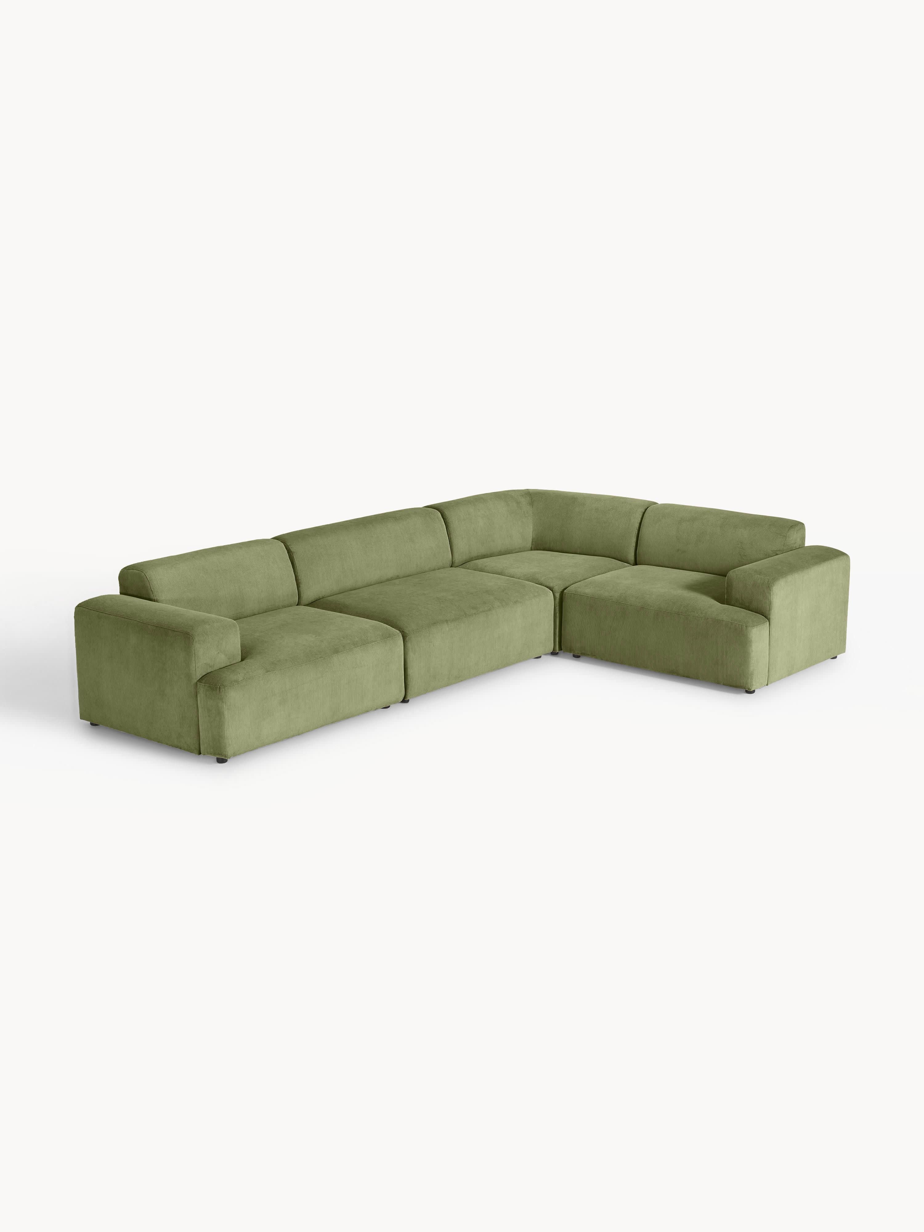 Großes Cord-Ecksofa Melva (4-Sitzer)