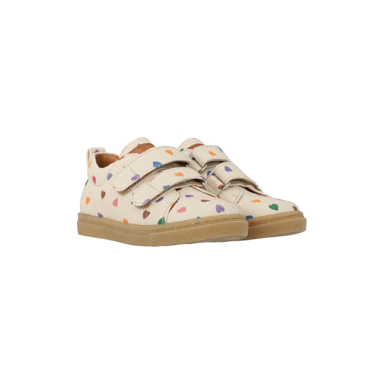 Klassisk sneaker i recycled bomuldskanvas, multi hearts/tan