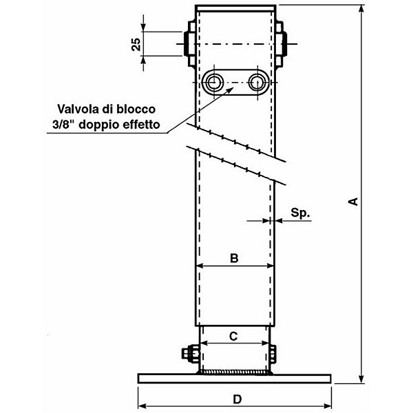 Béquille hydraulique 100x100 mm avec clapet 4t2401