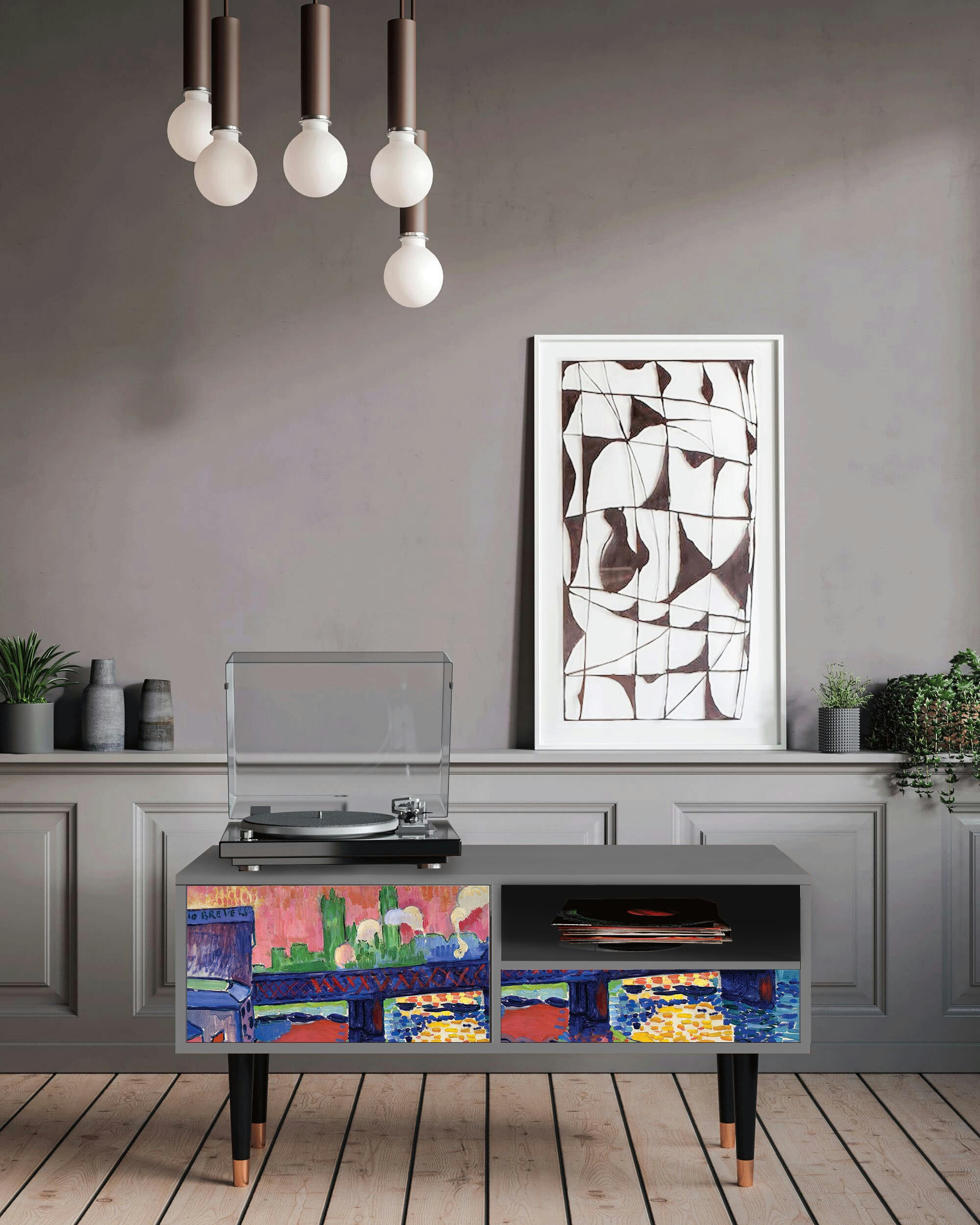 CHARING CROSS BRIDGE BY ANDRE DEAIN - Meuble TV  multicolore 1 tiroir et 1 porte L 115 cm