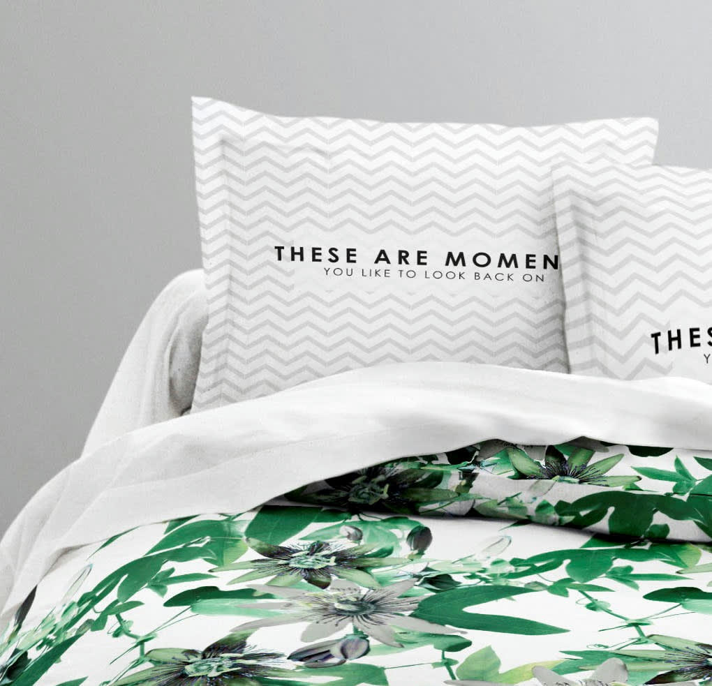 PASSIFLORE - Parure housse de couette coton vert 240x260 cm