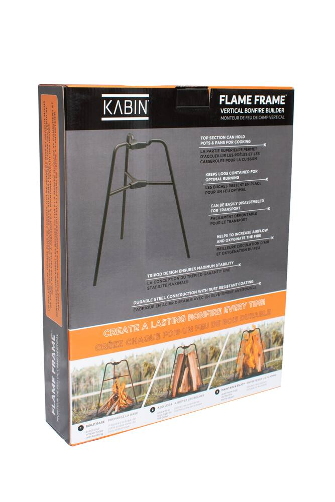 KABIN Flame Frame Vertical Bonfire Builder with All-Weather Coating, Black