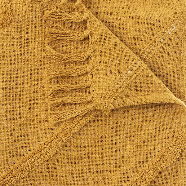 Jeté de lit tufté Inca 130x180 ocre coton