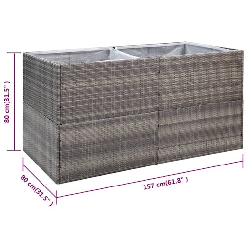 NNEVL Garden Planter Grey 157x80x80 cm Poly Rattan