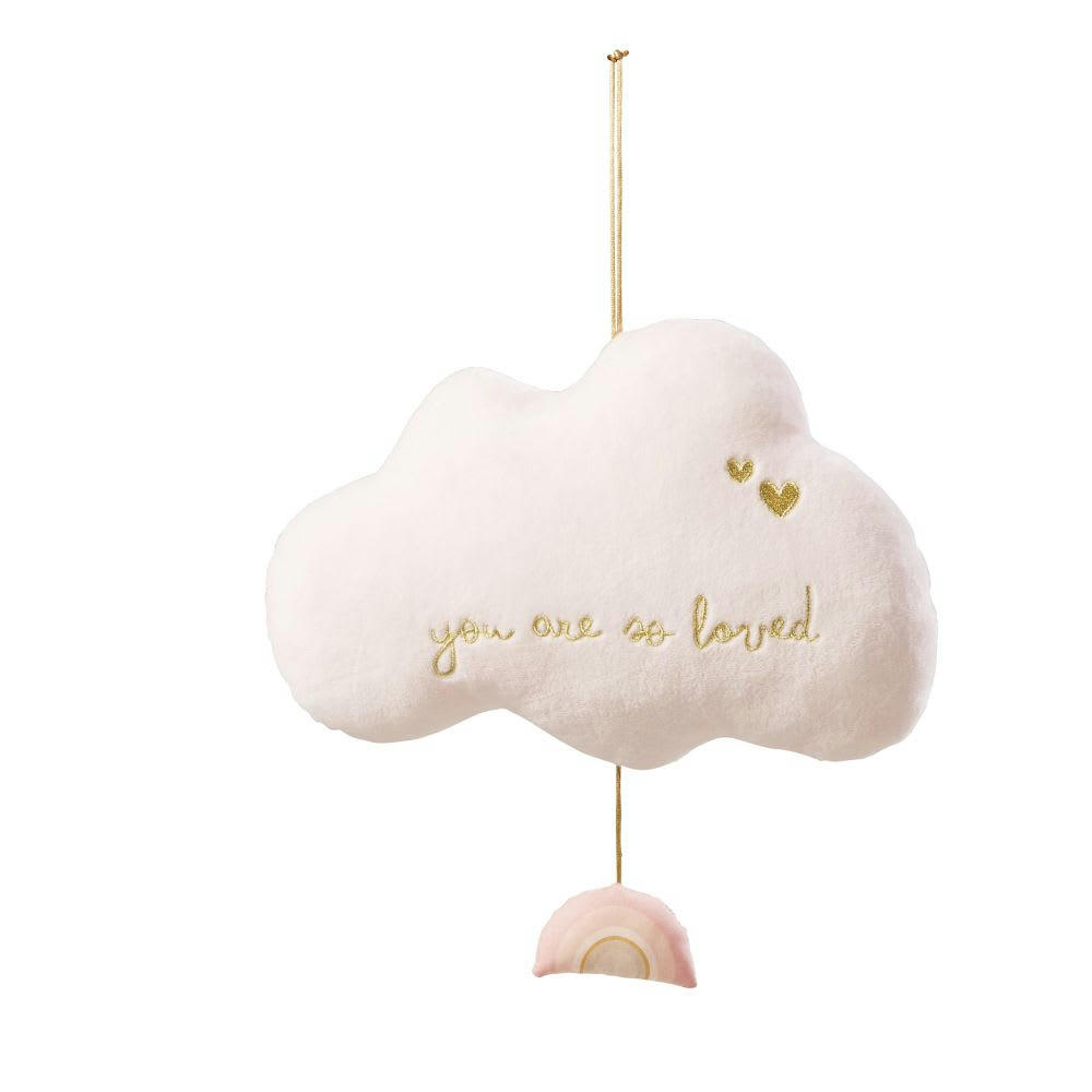 LOU - Nuage musical rose brodé doré