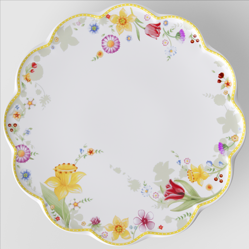 Spring Awakening Cake stand - Yellow, 13'', Premium Porcelain