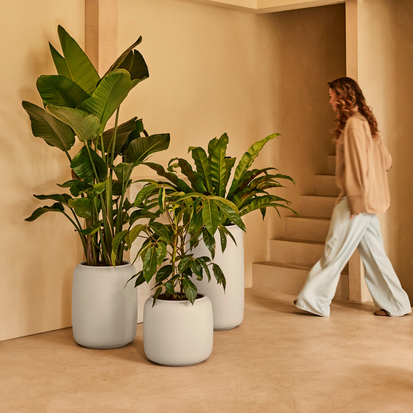 Elho Amber Beads Medium 40 - Linnen wit - L 39 x B x H 48 cm - Binnen