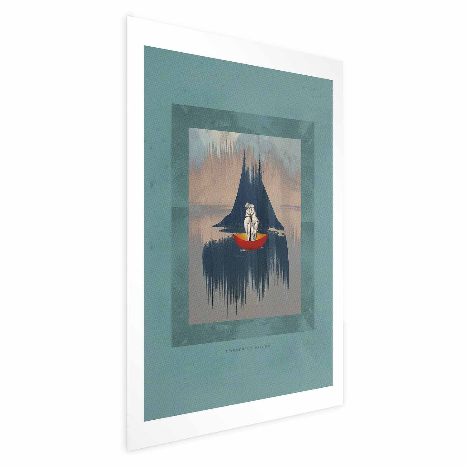 Plakat Para na łodzi 21x30 cm