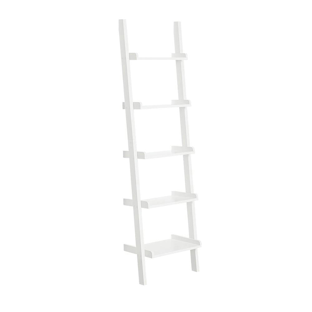 - Étagère murale style échelle 5 niveaux effet bois blanc