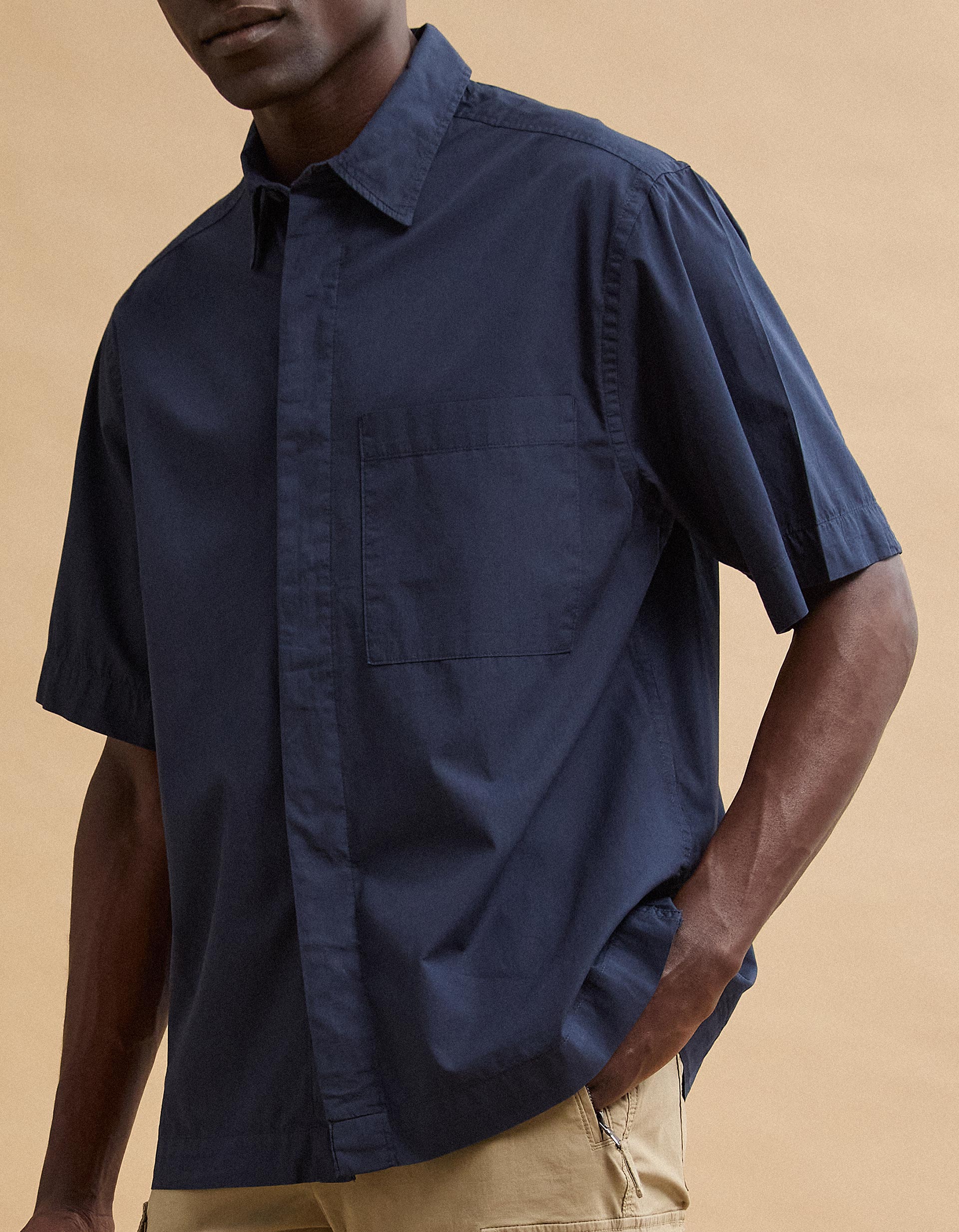 Camisa Popline, Homem, Azul