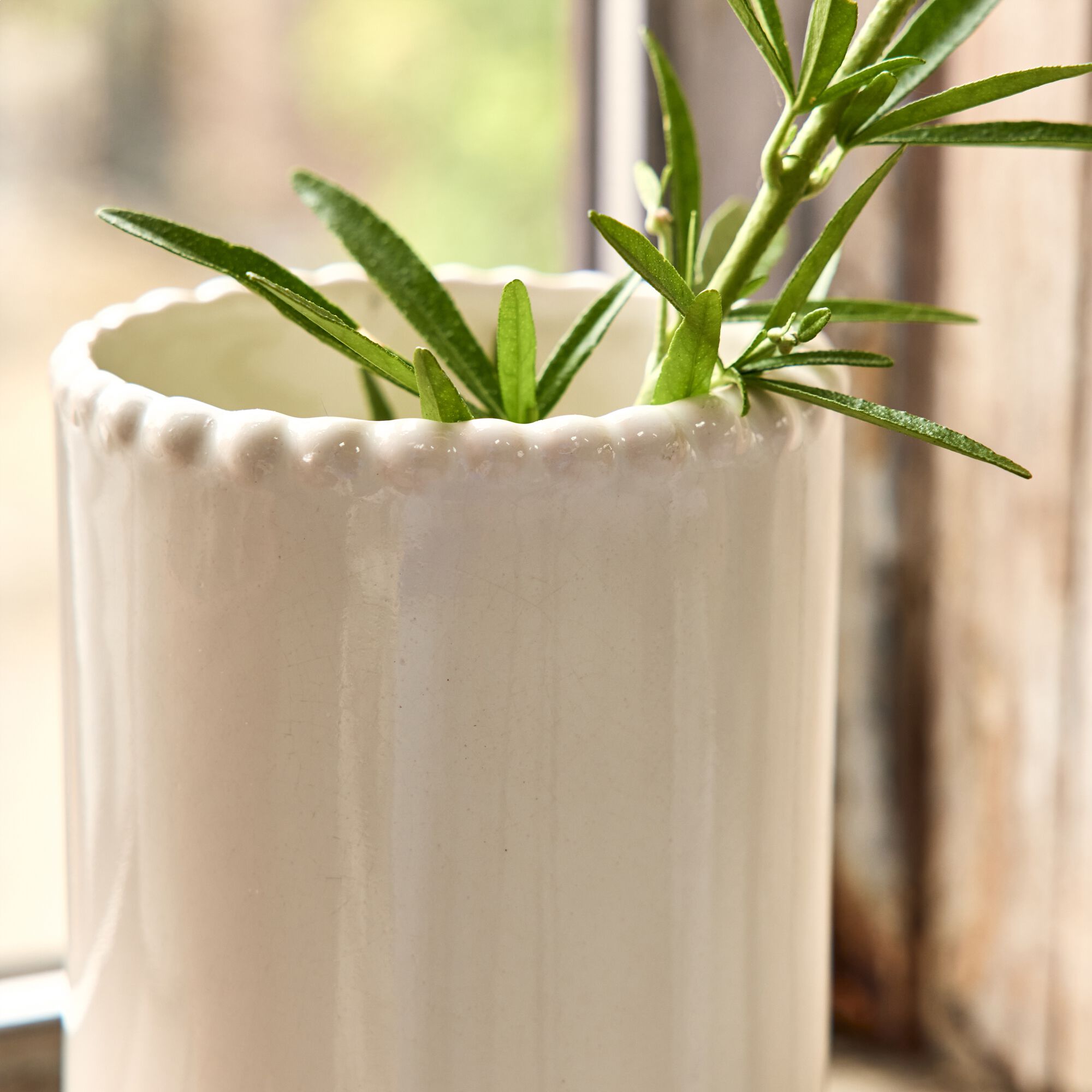FOLIGNO - Vase tube en céramique H15cm - blanc