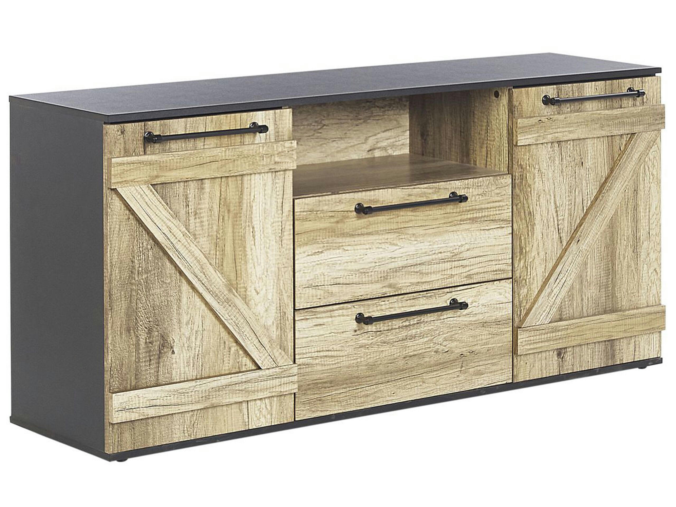 SALTER - Commode 2 tiroirs noire et bois clair