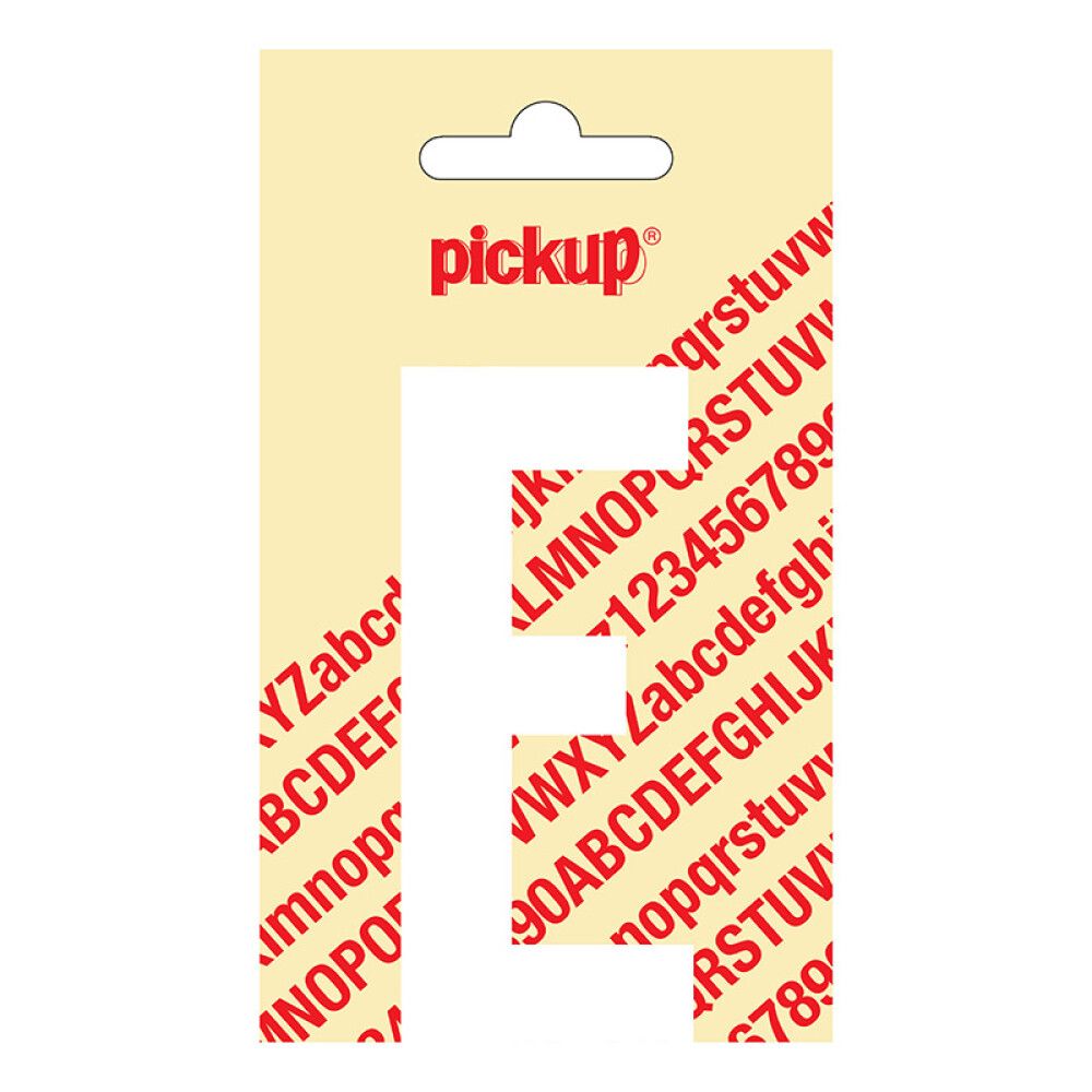 BOKSTAV PICKUP NOBEL E HVIT 90 MM SELVKLEBENDE