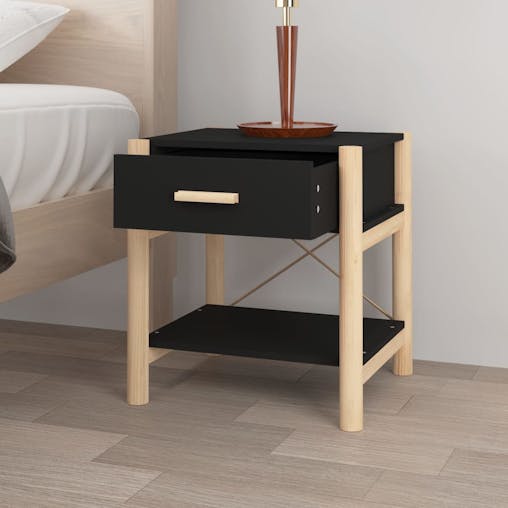 NNEVL Bedside Tables 2pcs Black 42x38x45 cm Engineered Wood