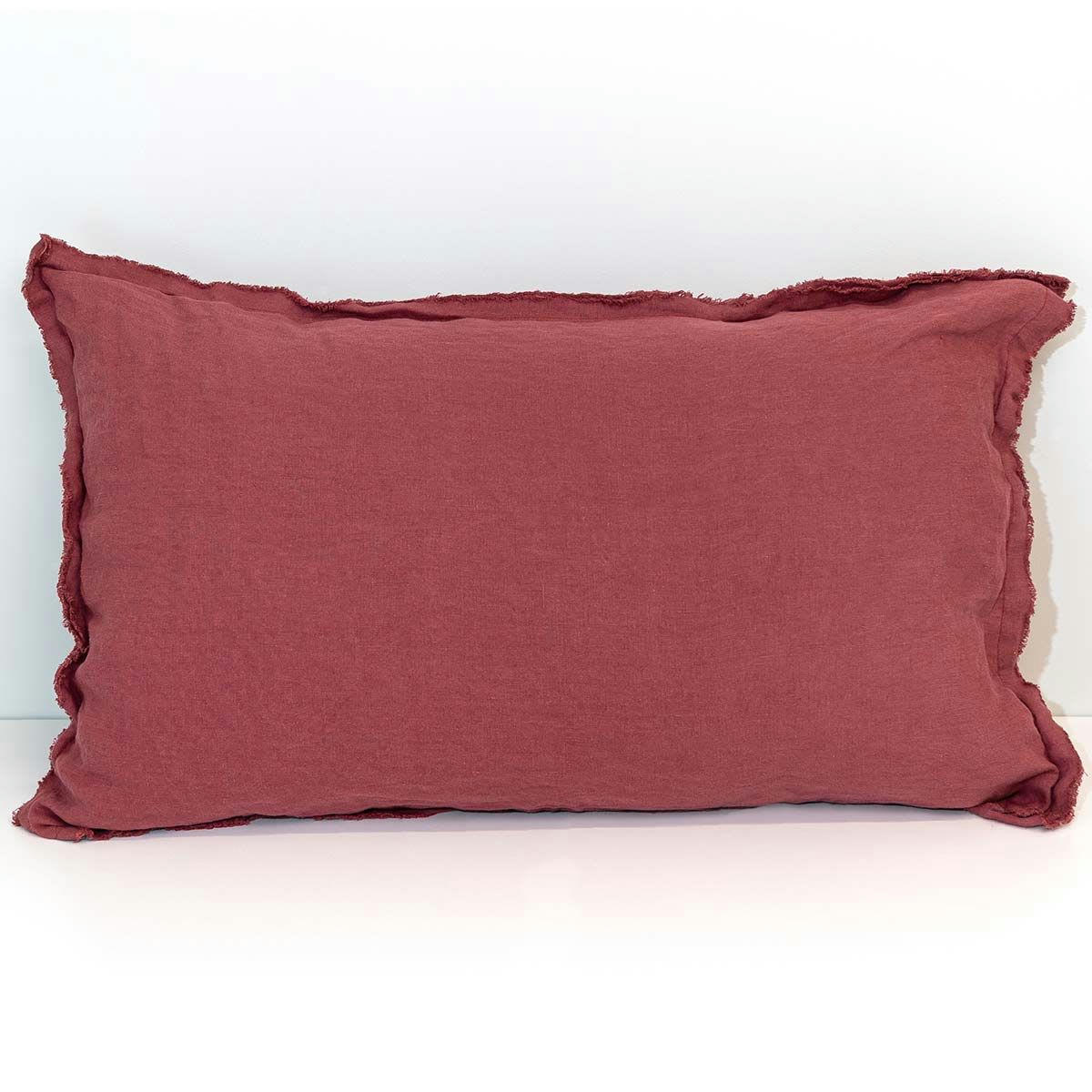 - Coussin en chanvre lavé Rouge
