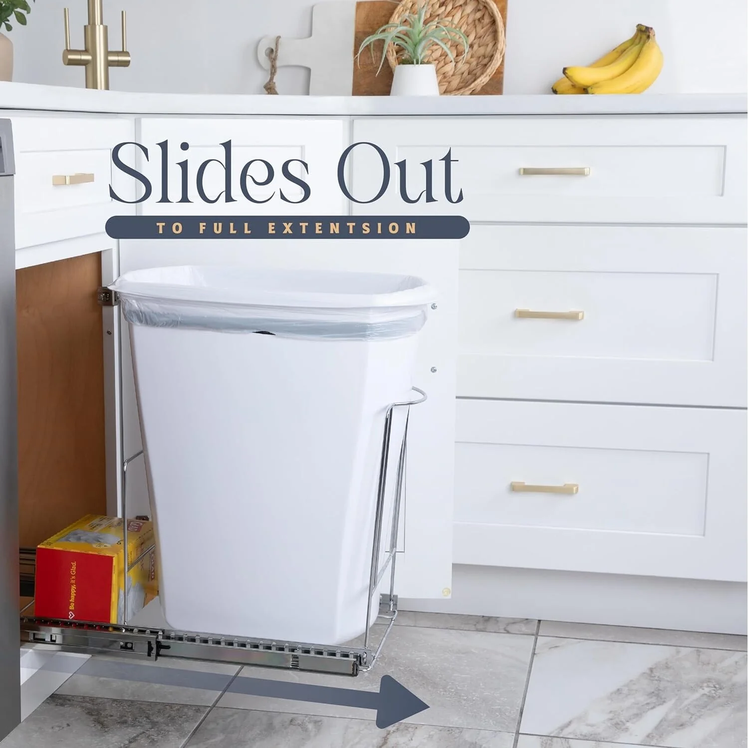 Hold N' Storage Pull Out Trash Can Under Cabinet - Trash Can Not Included, Heavy Duty