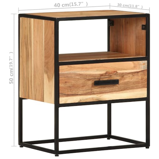 NNEVL Bed Cabinet 40x30x50 cm Solid Acacia Wood
