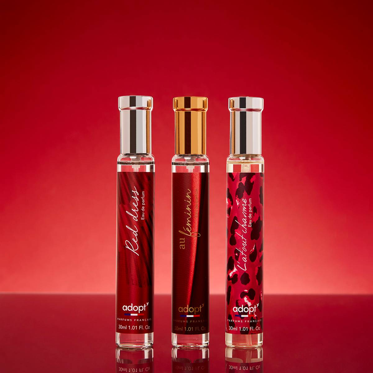 Majestic MuseCoffret 3 eaux de parfums Red Dress 30 ml, Au féminin 30 ml, L'Atout charme 30 ml