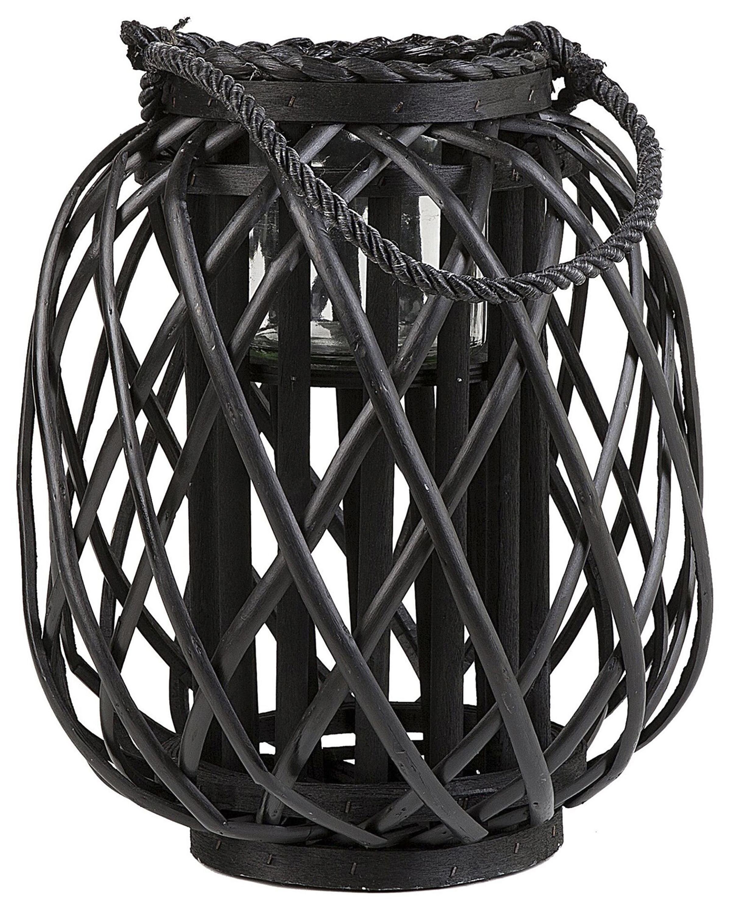 Lantern MAURITIUS Willow Wood 30 cm Black