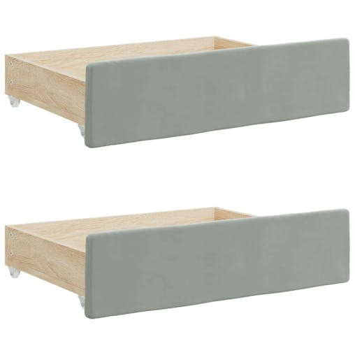 NNEVL Daybed with Trundle and Drawers Light Grey 90x190 cm Velvet