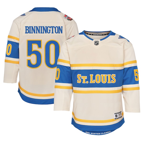 Jordan Binnington St. Louis Blues Youth 2025 NHL Winter Classic Premier Player Jersey - Cream