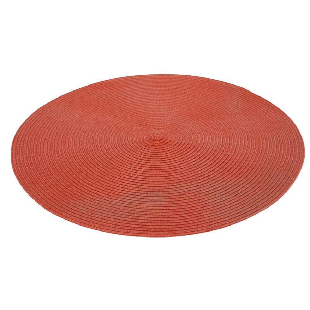 Set de table rond effet paille rouge uni Ø38 cm