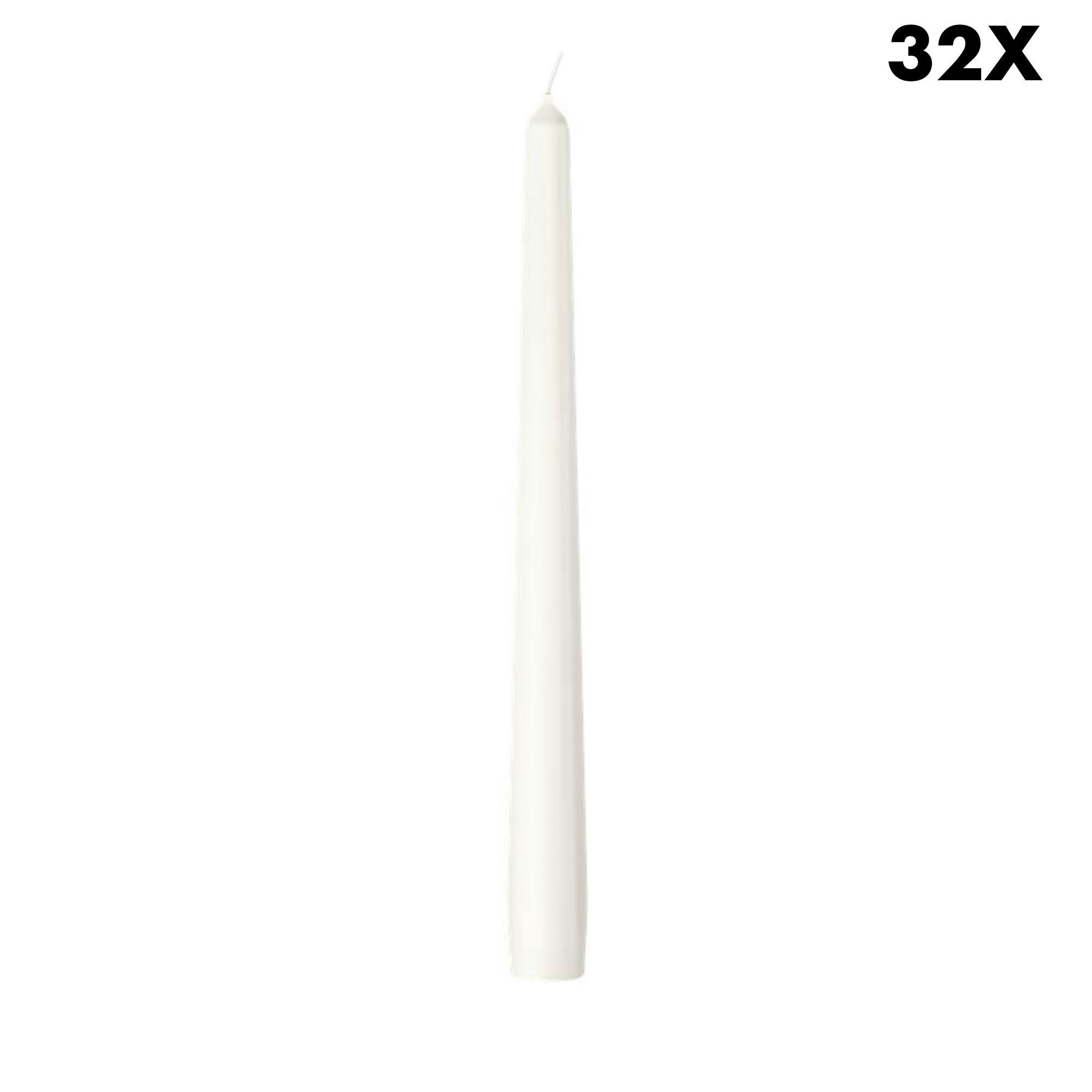 ESSENTIALS - Lot De 32 Bougies, Blanc, 24.5Cm