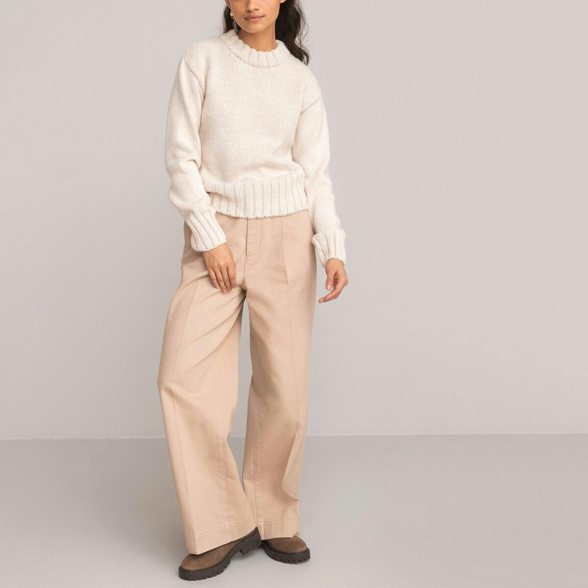 Pull col rond, grosse maille