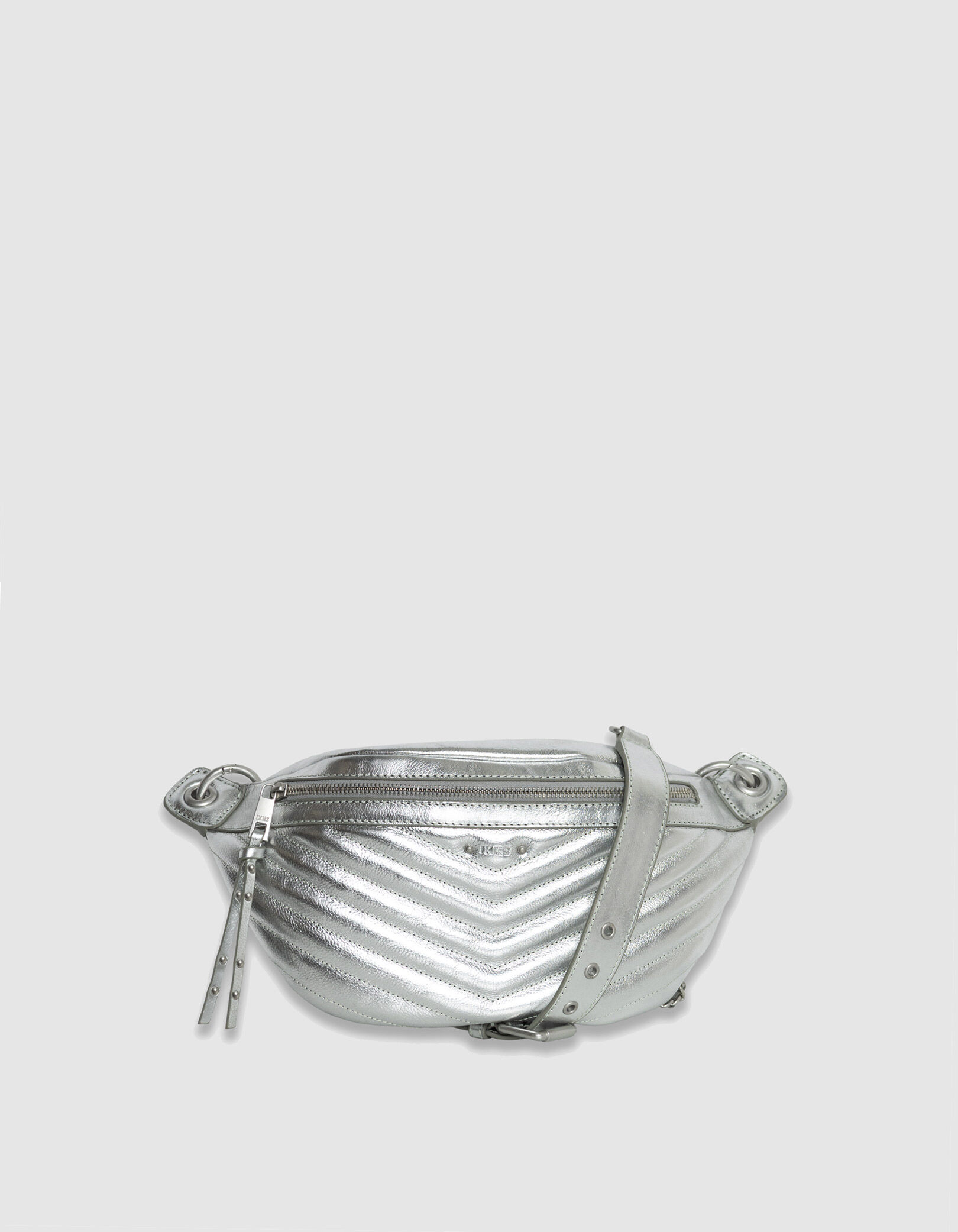 Sac banane 1440 argenté cuir matelassé Femme