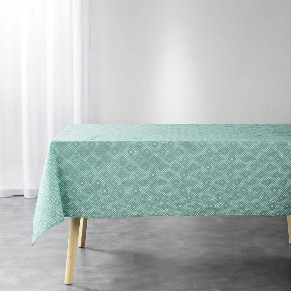 IDYLLE - Nappe rectangulaire polycoton menthe 140x240cm