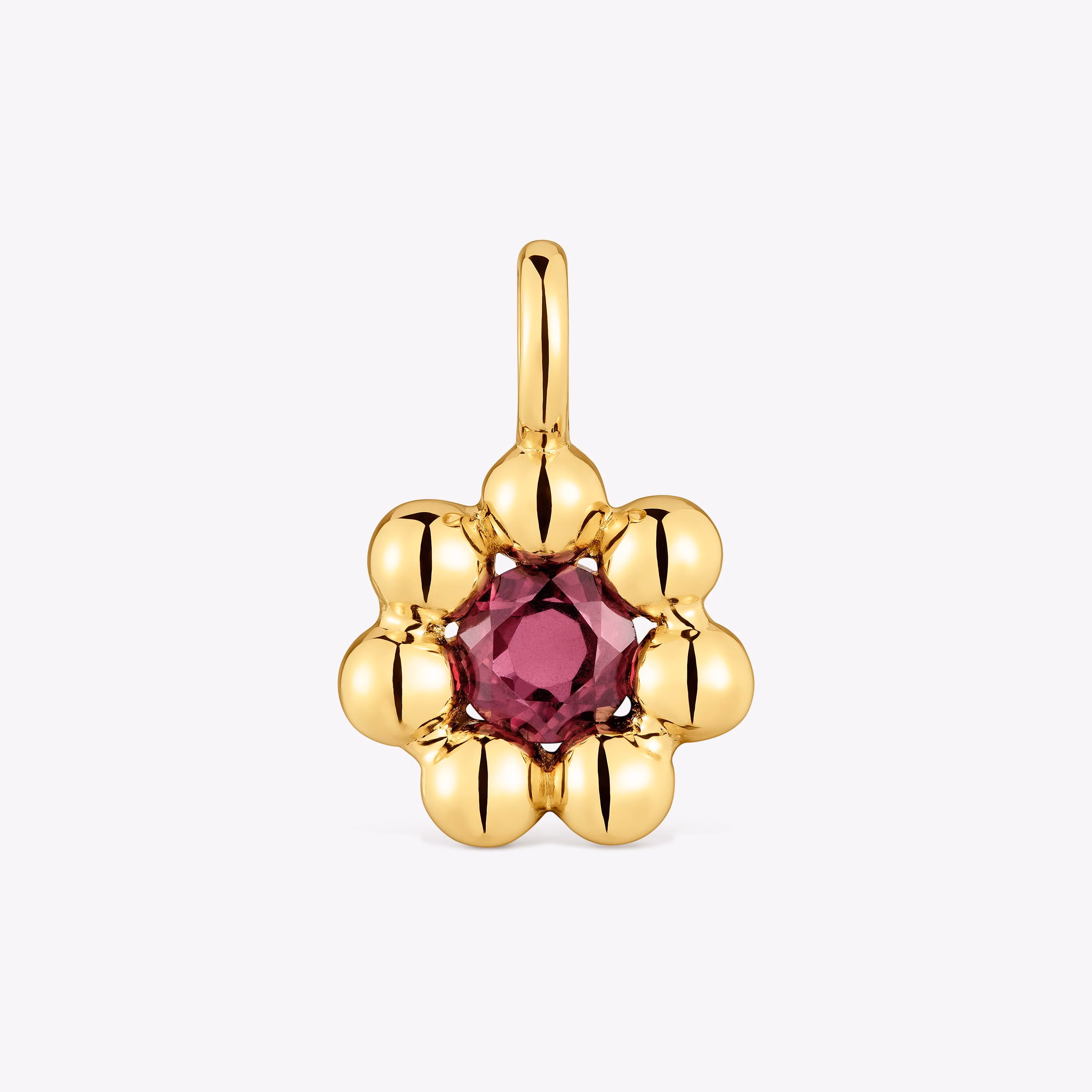 Colgante pequeño flor con baño de oro 18 kt sobre plata y rodolita Sugar Party
