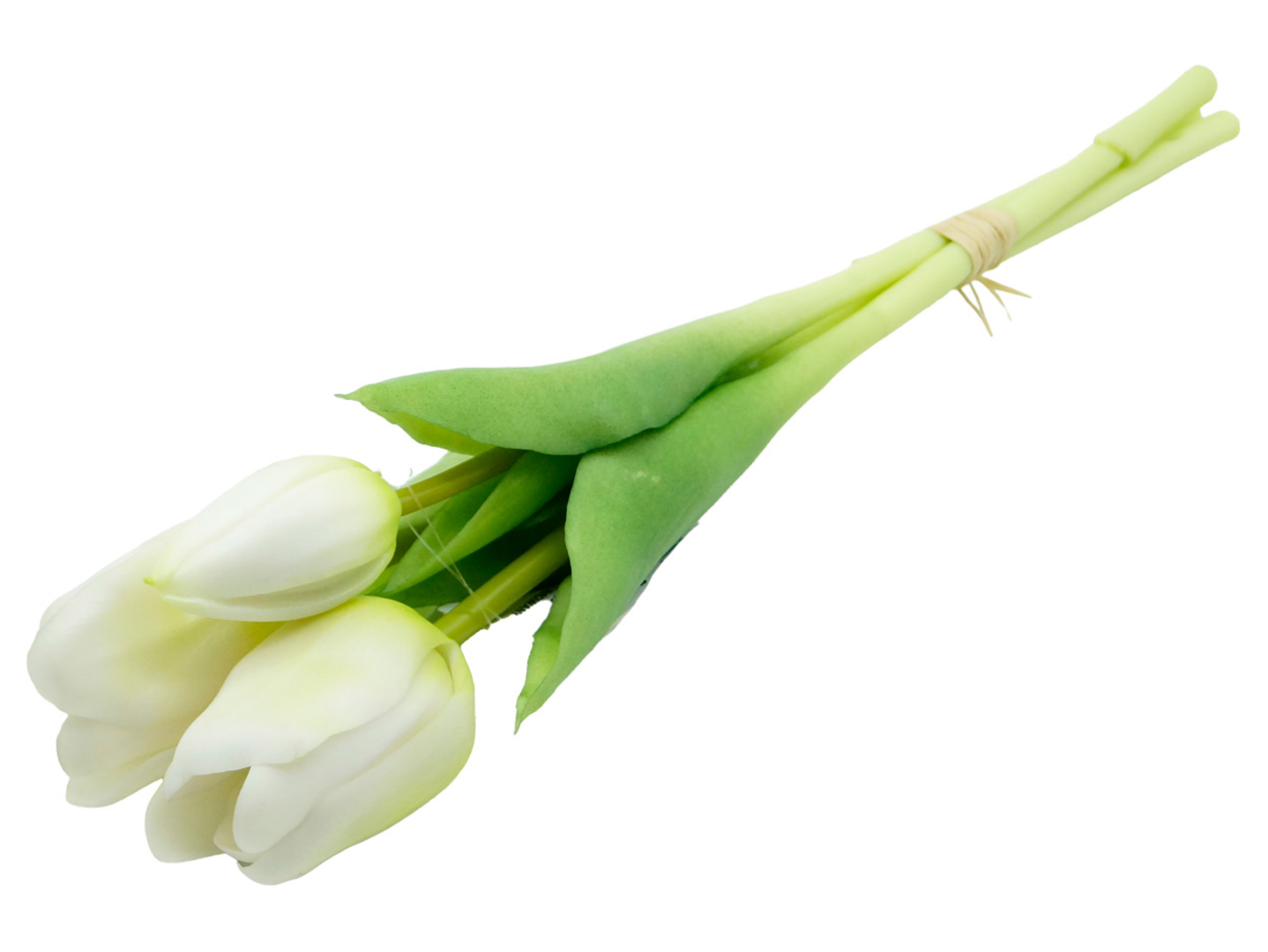 Bukiet tulipanów 28 cm 3 szt gumowane białe