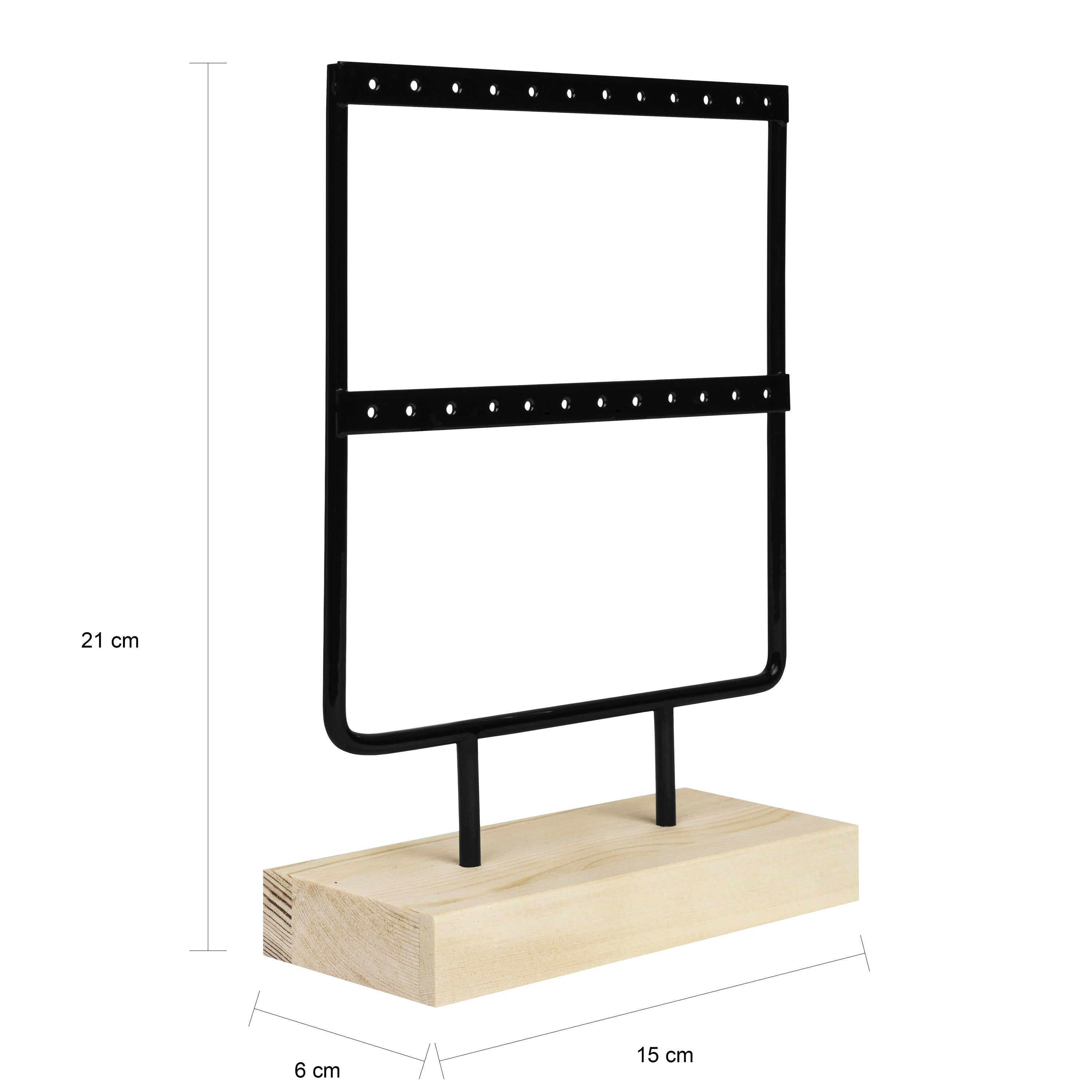 LYVION Oorbellenrekje op hout - Zwart en bruin