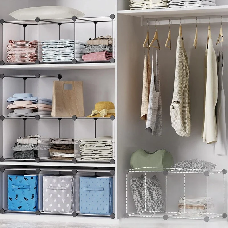 10 Cube Stackable Shoe Rack Organizer DIY Plastic Shoe Storage Cabinet for Closet & Entryway White - N/A