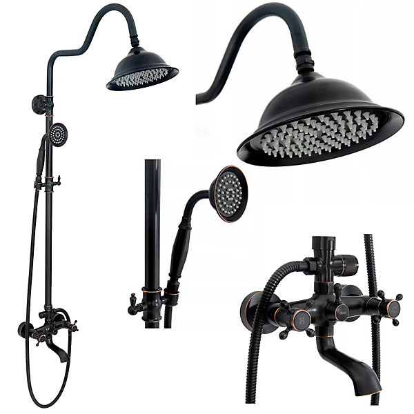 Kit De Douche Rea Retro Black 15X20,5X150Cm